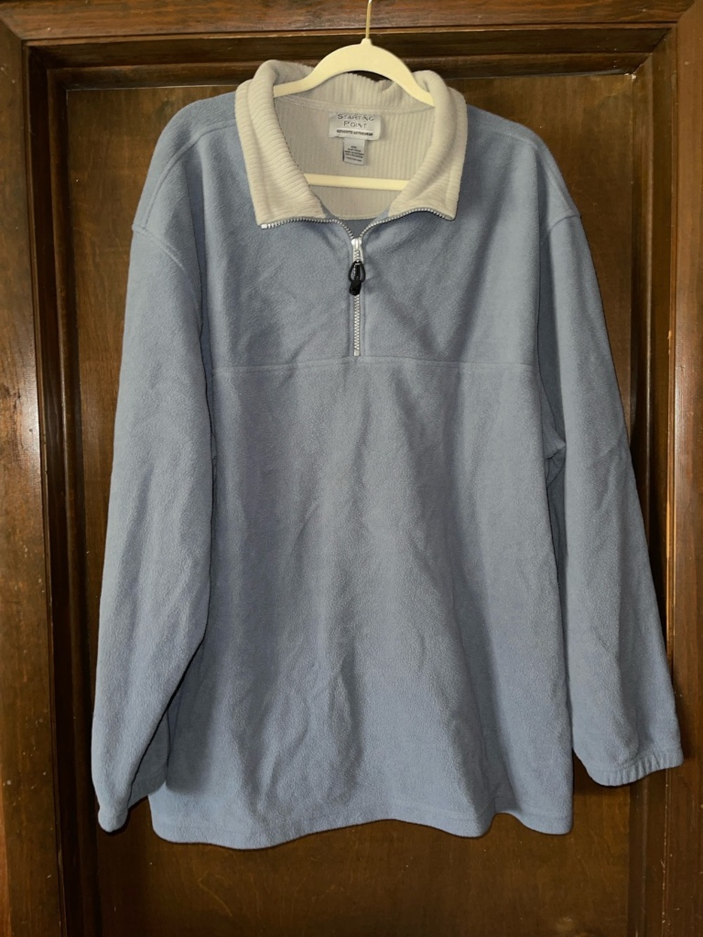 Men's Light Blue Half-Zip Fleece Pullover with Cream Collar